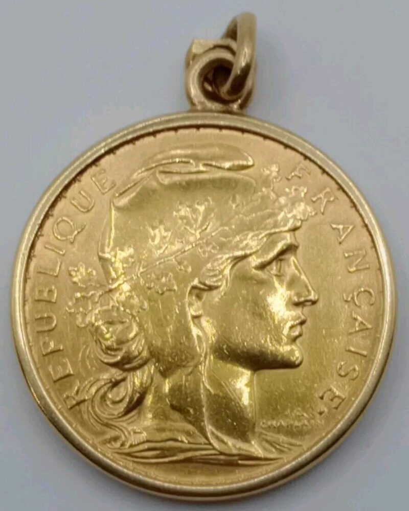 1907 French 20 Francs Gold Coin Pendant Pre-1933 Gold