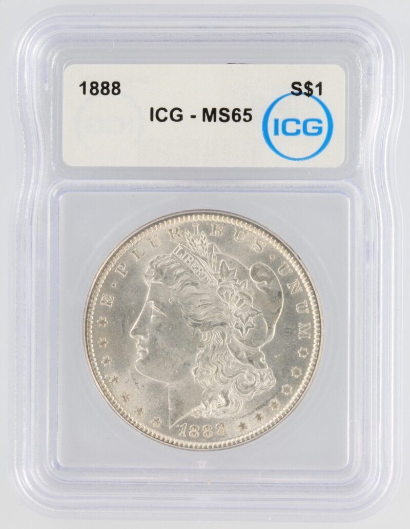1888 ICG MS65 Morgan Silver Dollar Coin High Grsde Lustrous