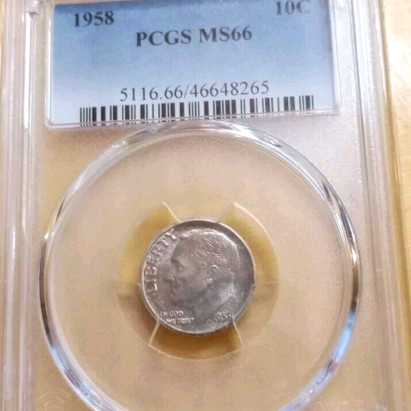 1958 10C PCGS MS66 DIME COIN RAINBOW TONED STUNNING!!!