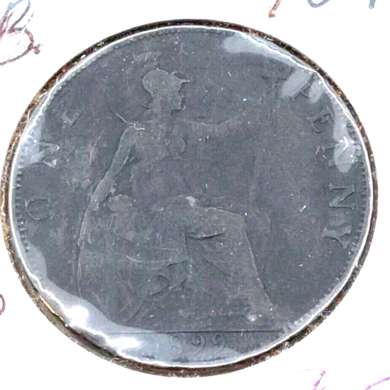 Great Britain 1899 Penny  Britania seated, Queen Victoria- Foreign Coin KM#790 - Image 4