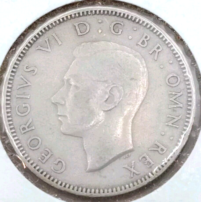 1949 GREAT BRITAIN KING GEORGE VI ONE SHILLING COPPER-NICKEL COIN KM# 877 VF - Image 3