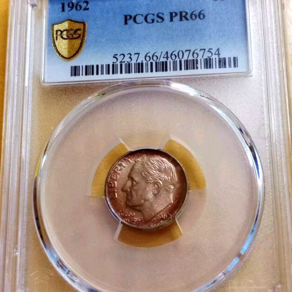 1962 10C PCGS PR66 TONED DIME COIN STUNNING!!!