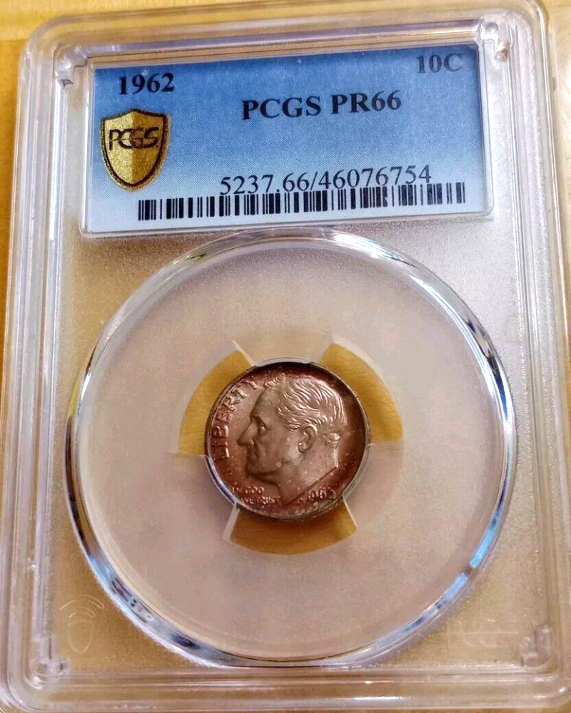 1962 10C PCGS PR66 TONED DIME COIN STUNNING!!!