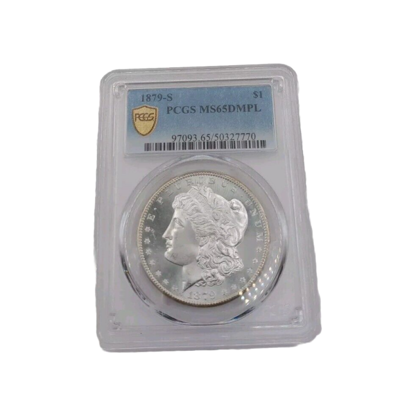 RARE HIGH GRADE Blast White 1879-S $1 Morgan Dollar PCGS MS 65 DMPL