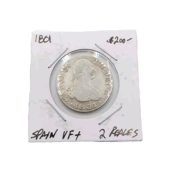1801 Spain 2 Reales Colonial Era Currency HIGH GRADE