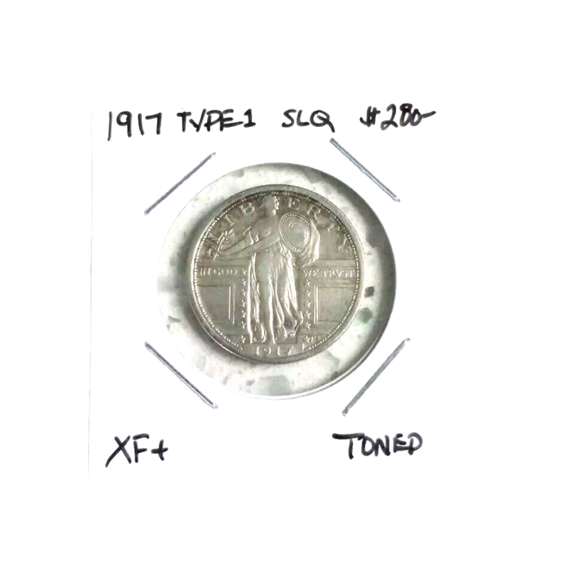 1917 Type 1 Standing Liberty Quarter XF+ Toned Quarter Dollar Coin