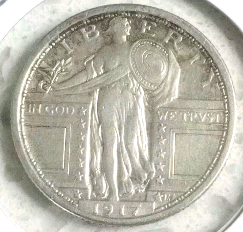 1917 Type 1 Standing Liberty Quarter XF+ Toned Quarter Dollar Coin - Image 3