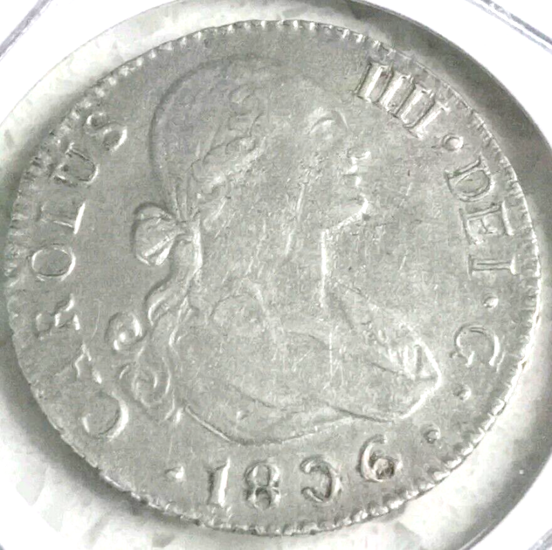 1806 Extremely Rare 2 Reales Spain High Grade Mint State Coin - Image 3