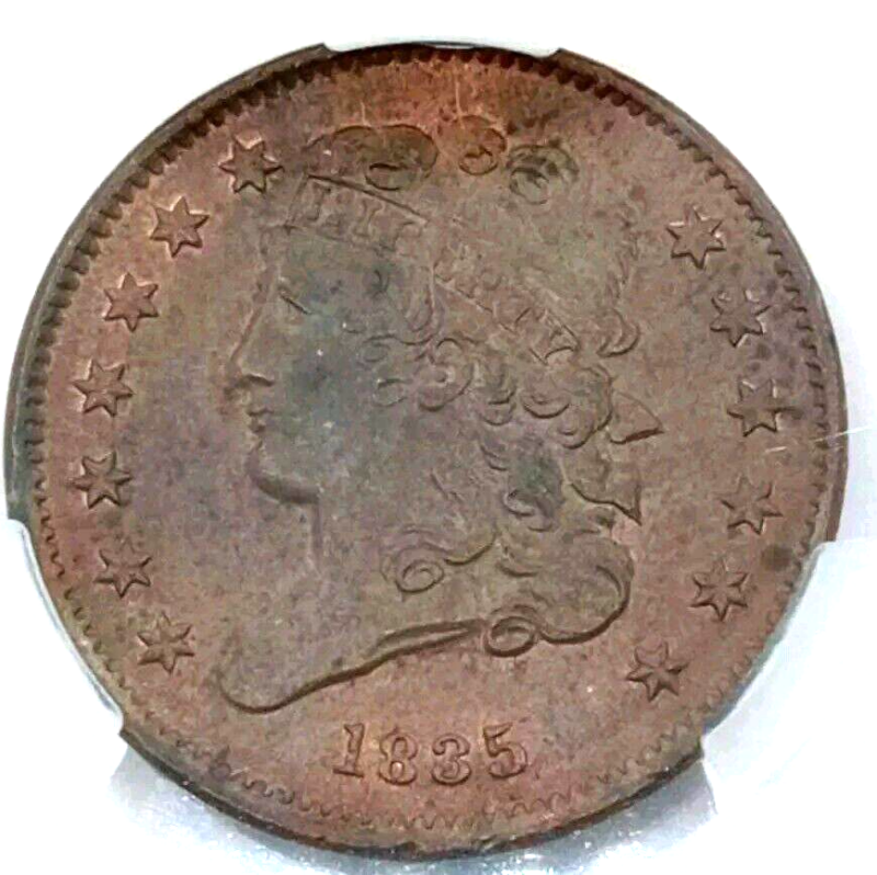 1835 CLASSIC HEAD HALF CENT CAC MS63BN - Image 3