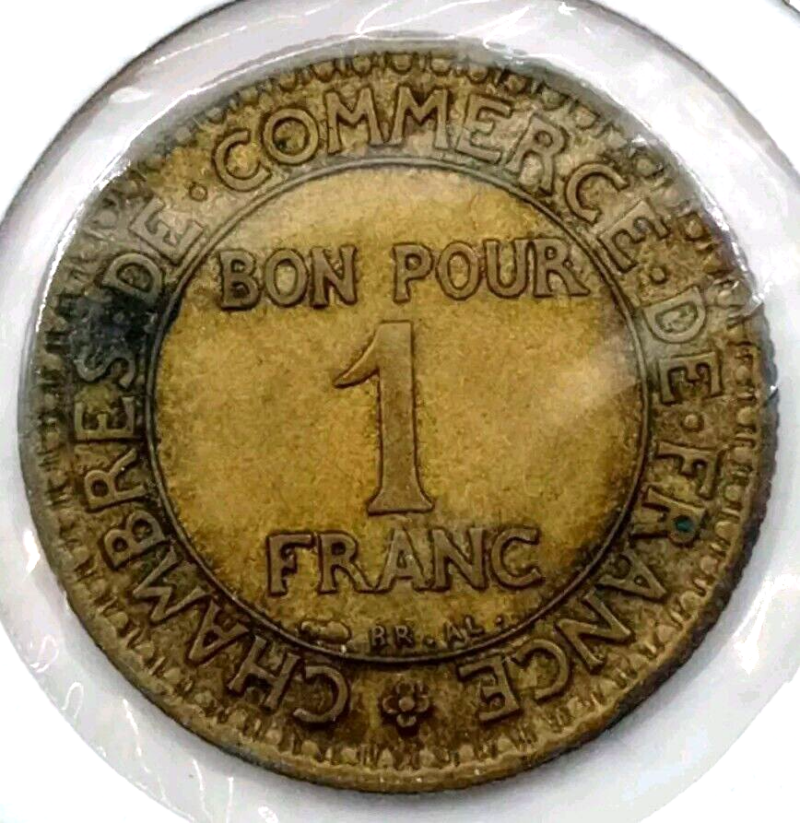 1923 France 1 Franc Coin, KM#876 - Nice Coin 🇫🇷 - Image 2