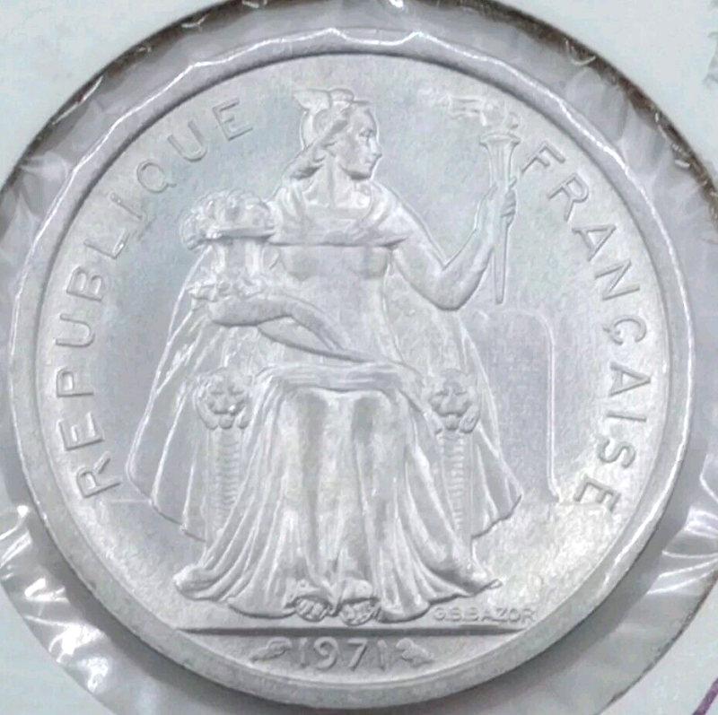 1971 New Caledonia Two Franc GEM BU Coin KM-9