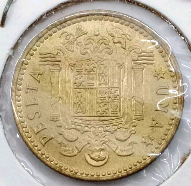 Spain 1966 (67) 1 Peseta Aluminum bronze UNC Y-125 - Image 2