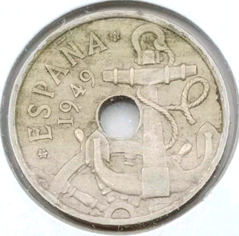 1949 (52) Spain 50 Centimos KM# 777 Circulated Condition Cuni - Image 2