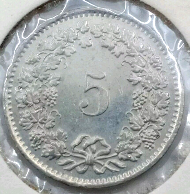 1980 Switzerland 5 Rappen UNC KM#26 - Image 2