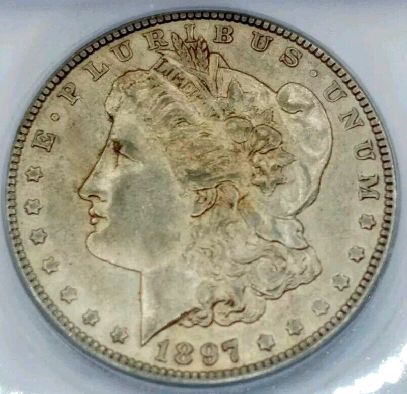 1897-O Morgan Silver Dollar, Scarce O Mint, ICG AU-55 Toned!!! - Image 3
