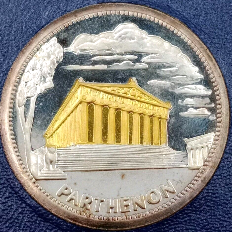 .999 Fine Silver 1 OZ Parthenon The Letcher Mint Lancaster California Coin - Image 3