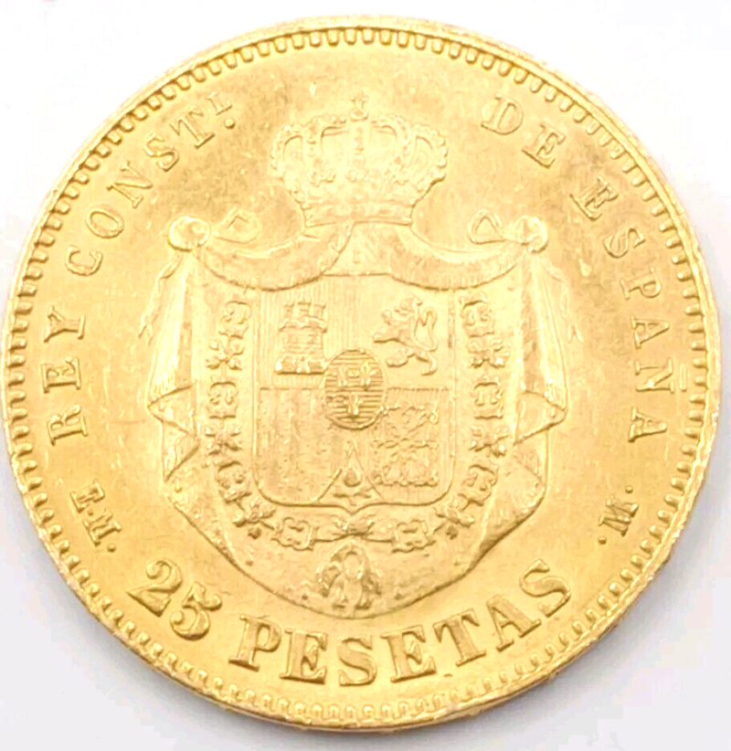 1879 SPAIN King ALFONSO XII Gold 25 Pesetas Antique Spanish Coin - Image 4