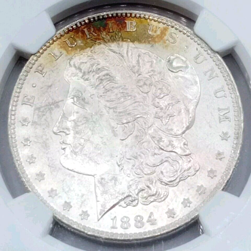 1884 O Toned Morgan Dollar Brilliant Uncirculated Olathe Dollar Hoard NGC - Image 3
