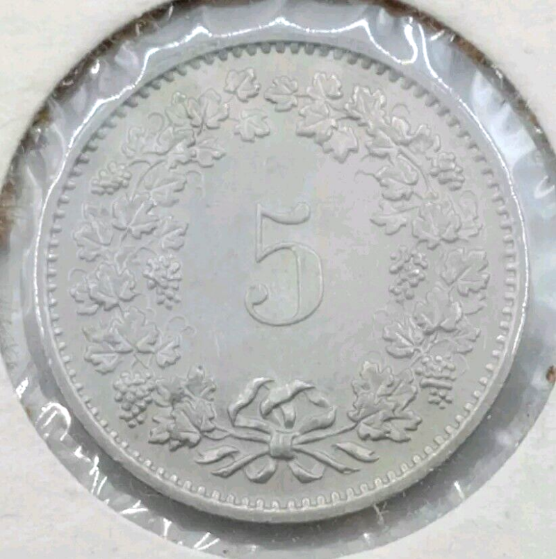 1974 Switzerland 5 Centimes BU KM#26 Y23 - Image 2
