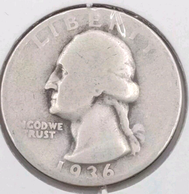 1936 25C Washington Quarter Dollar in Good Condition - Image 3