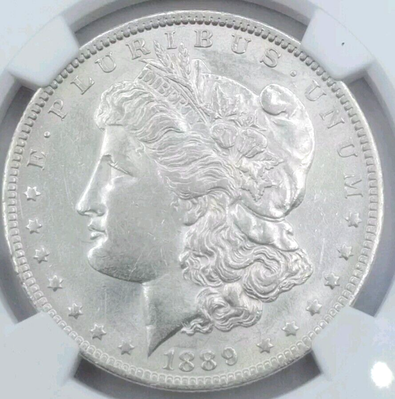 1889-O NGC AU-55 Morgan Silver Dollar, Blast White. Undergraded!!! - Image 3