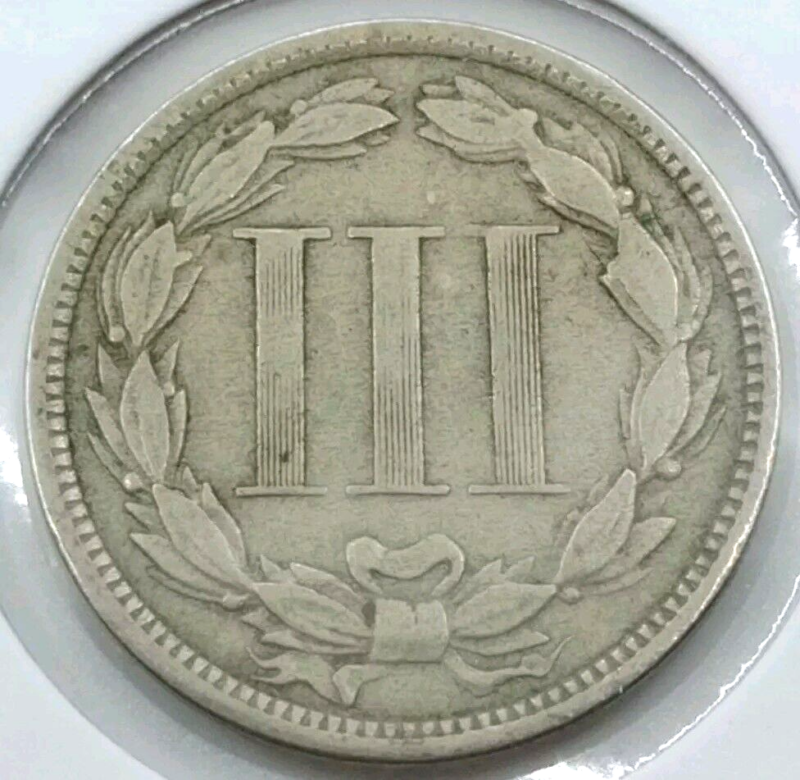 1874 3c Liberty Three Cent Nickel Coin VF+++ - Image 4