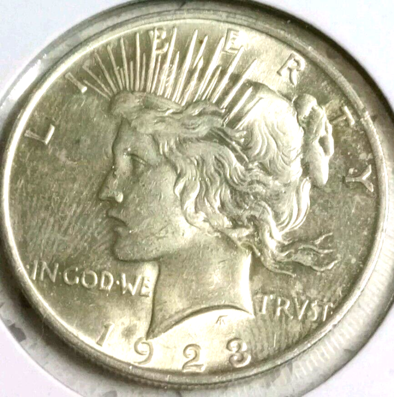 1923P Peace Dollar Lustrous GEM BU Coin Blast White - Image 3