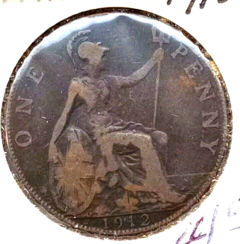 1912 H UK Great Britain 1 Penny - George V KM#810 F