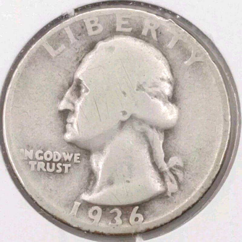 1936 25C Washington Quarter Dollar in Good Condition - Image 3