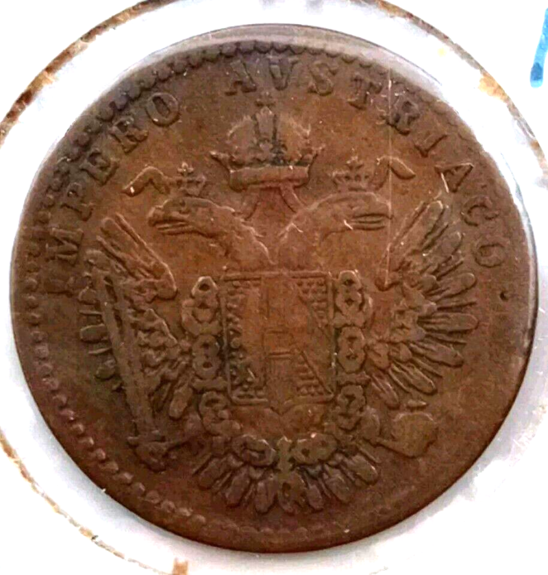 Lombardy-Venetia, Italian States scarce 1852M copper 3 Centesimi, 1-yr type - Image 2
