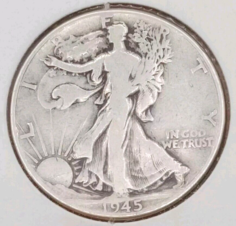 1945 P Walking Liberty Silver Half Dollar Coin - Image 3